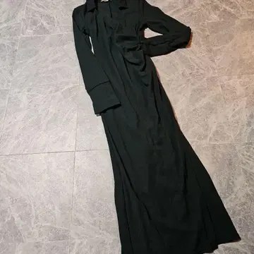 H&M 다크 그린 긴팔 스팬 롱 원피스