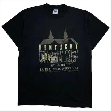 90s 켄터키 더비 117 기념 티셔츠 구제 의류 남성용 L 블랙