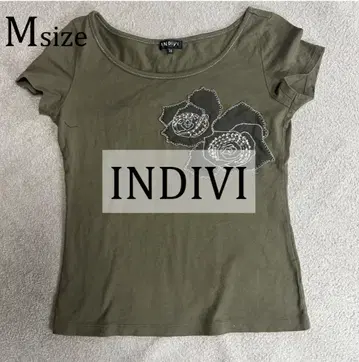 INDIVI 인디비 반팔 티셔츠 코튼 100% 그린 그린 구제 의류