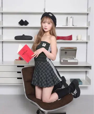 DARICH 리메이크 라이크 체크 베어 탑 그린