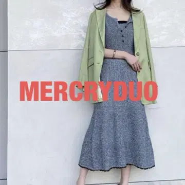 MERCRYDUO 시스루 레이어드 스타일 롱 니트 원피스