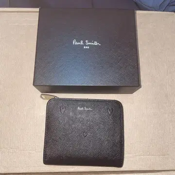 폴스미스 Paul Smith  두겹 지갑 L자 지퍼 블랙 스미시 하트