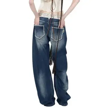 스컬프터 Beaded Waist Denim Pants