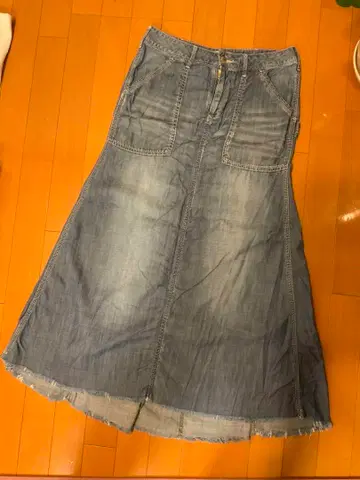 데님 플레어 머메이드 롱 스커트 / 캐널 진 / 셀렉