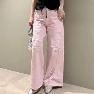 새상품급 FURFUR 퍼퍼 레이스 인크러쉬 데님 팬츠 PNK 1