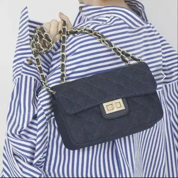 AULENTTI 오렌티 데님 체인 숄더백 네이비