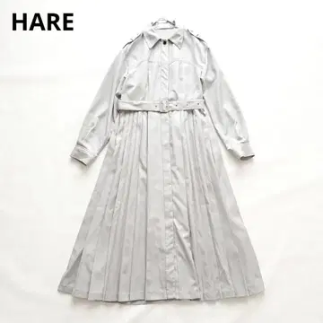 새상품급 하레 하이 쇼쿠 스티치 플리츠 원피스 플리츠 그레이 HARE