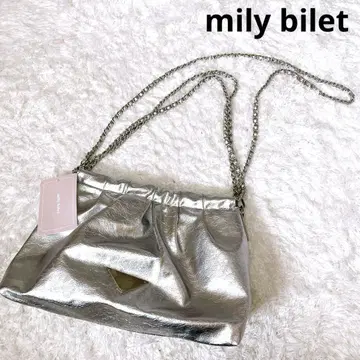 mily bilet 메탈릭 실버 체인 백 2way