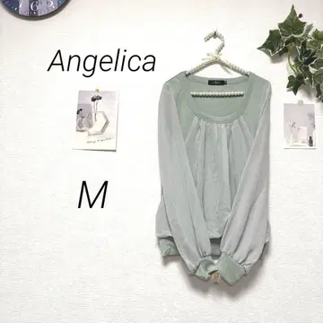 9522 Angelica 절개 디자인 티셔츠 M 무지 쉬폰