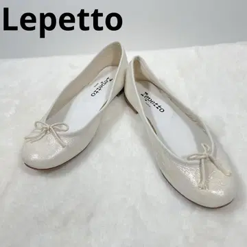 Lepetto 레페토 발레 슈즈 리본 라메 화이트 플랫