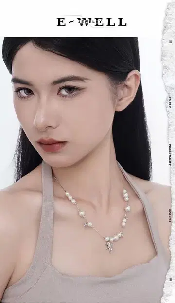 새상품 펄과 별 모티브 목걸이 실버 925 소재