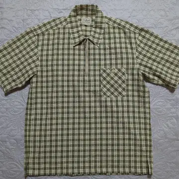 90년대 레어 L.L.Bean 시어서커 체크 셔츠 하프 지퍼 L