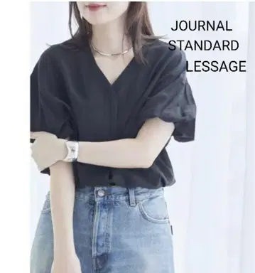 JOURNAL STANDARD L'ESSAGE 린넨 혼방 블라우스 블랙