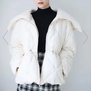 셀포드 퍼 카라 부착 퀼팅 숏코트