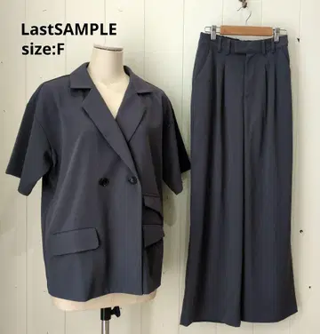 라스트 샘플 lastsample 팬츠 셋업 반팔 자켓 그레이