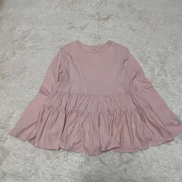 yori 요리 컷티셔츠 튜닉 프릴 A라인 절개 핑크 일본제
