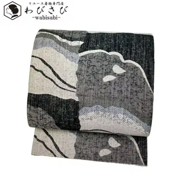 후쿠로 오비 세련된 추상 무늬 은실 블랙 컬러 O-3691