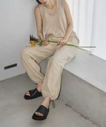 코튼 린넨 러프 콤비네존 36