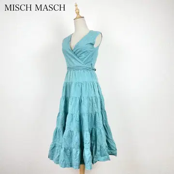 MISCH MASCH 카슈쿨 티어드 슬리브리스 원피스 터콰이즈