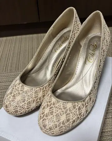Chliss 베이지 레이스 펌프스 약 5cm 힐