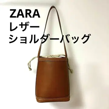 자라 가죽 숄더백 복조리 브라운