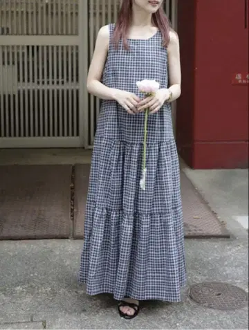 JUMELLE 백 리본 체크 원피스
