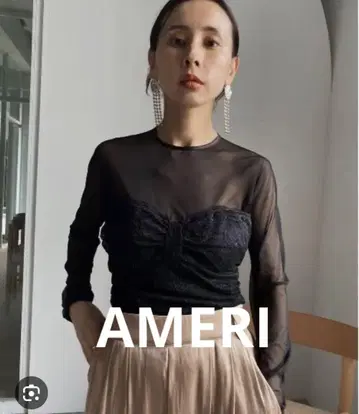 새상품급 AMERI 시스루 레이스 결혼식 파티 블랙