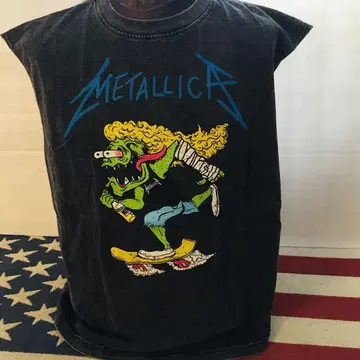 메탈리카 METALLICA L 슬리브리스 밴딩 티셔츠 락 티셔츠