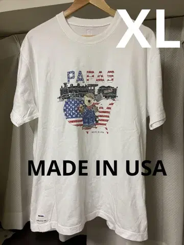 PAPAS 파파스 made in usa 미국 국기 기차 티셔츠 XL