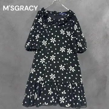 새상품급 M'SGRACY 엠즈 그레이시 꽃무늬 쉬폰 플레어 원피스 프릴