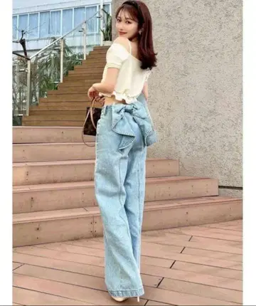 RESEXXY 백 리본 데님 팬츠