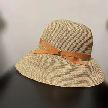 Furla 밀짚모자 오렌지 리본
