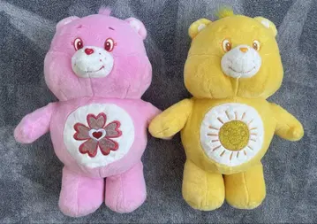 케어 베어 봉제 인형 핑크와 옐로우 컬러