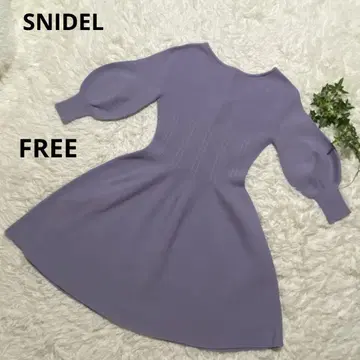 SNIDEL 스나이델 라벤더 벌룬 슬리브 니트 원피스 FREE