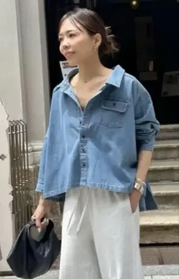 ulu 데님 오버 숏 자켓 G 자켓 데님 셔츠