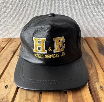 90s A.J.M Headwear 가죽 캡 블랙 트래커