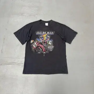 90s 빈티지 유로 프린트 낡은 페드 반팔 티셔츠 남성용