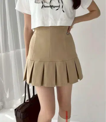 박스 플리츠 미니 스커트 팬츠 베이지