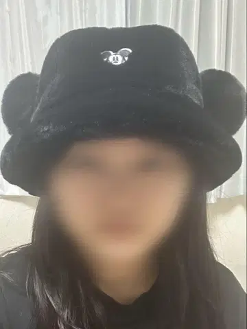 디즈니 미키 귀도리 모자 블랙