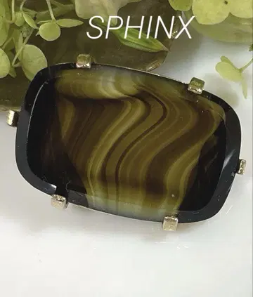영국제 SPHINX 빈티지 브로치 마블 아트 유리/모스그린
