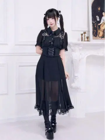NoGenki 비침 코르셋이 달린 롱 원피스