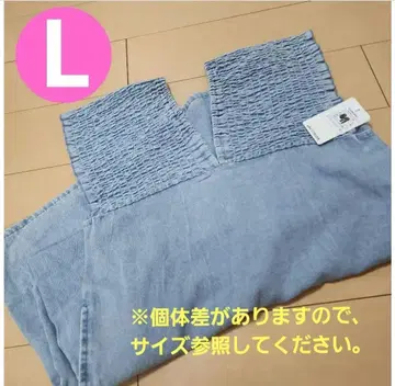시마무라 데님 셔링 원피스 색스 블루 L