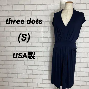 USA제 three dots 슬리브리스 원피스 네이비