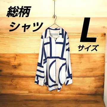 올 패턴 셔츠 여성용 L 사이즈 폴리에스테르 100% 기하학 패턴
