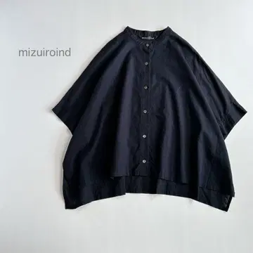 새상품급 mizuiroind 코튼 린넨 밴드 카라 와이드 셔츠 루즈핏
