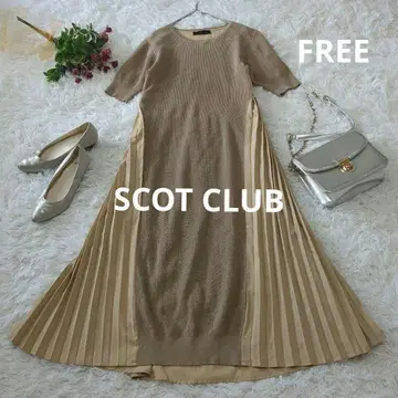 SCOT CLUB 이소재 린넨 혼방 도킹 플리츠 롱 원피스