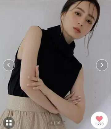 anuans 하이넥 디자인 컷 상의 블랙