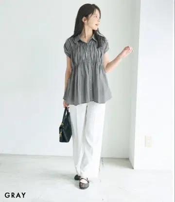 basement online 시어 개더 블라우스