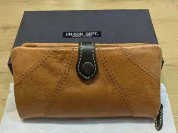 UNISON DEPT. 장지갑 천연 가죽 카멜 미사용 박스 있음