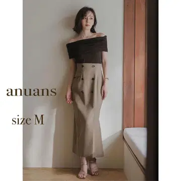 새상품 anuans 더블 버튼 펜슬 스커트 (BEIGE)